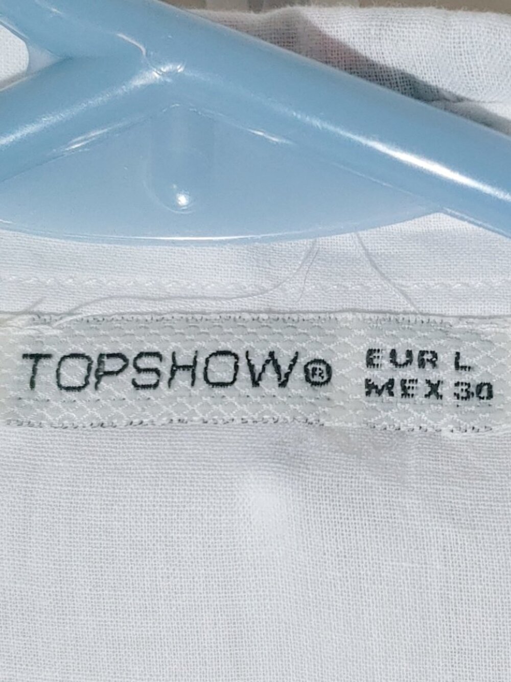 TopShow All over embroidered white Button up Long Sleeve Shirt Sz L - Picture 2 of 4